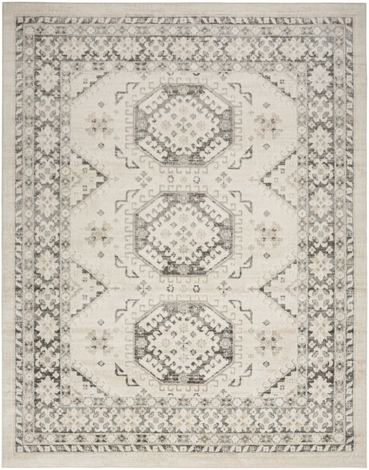 5' X 7' Gray Geometric Distressed Area Rug