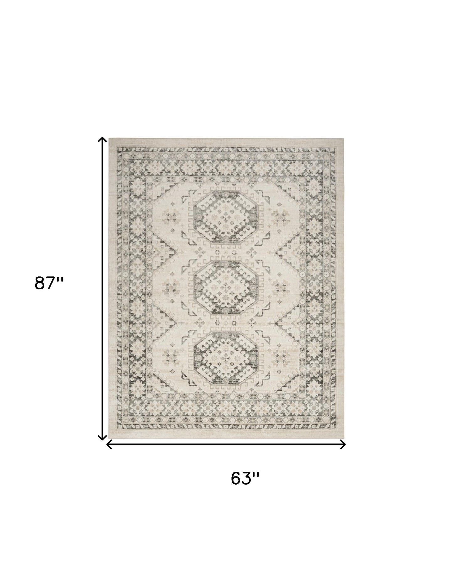 5' X 7' Gray Geometric Distressed Area Rug