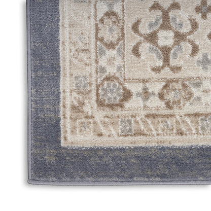 4' X 6' Blue Geometric Distressed Area Rug