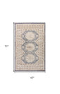 4' X 6' Blue Geometric Distressed Area Rug