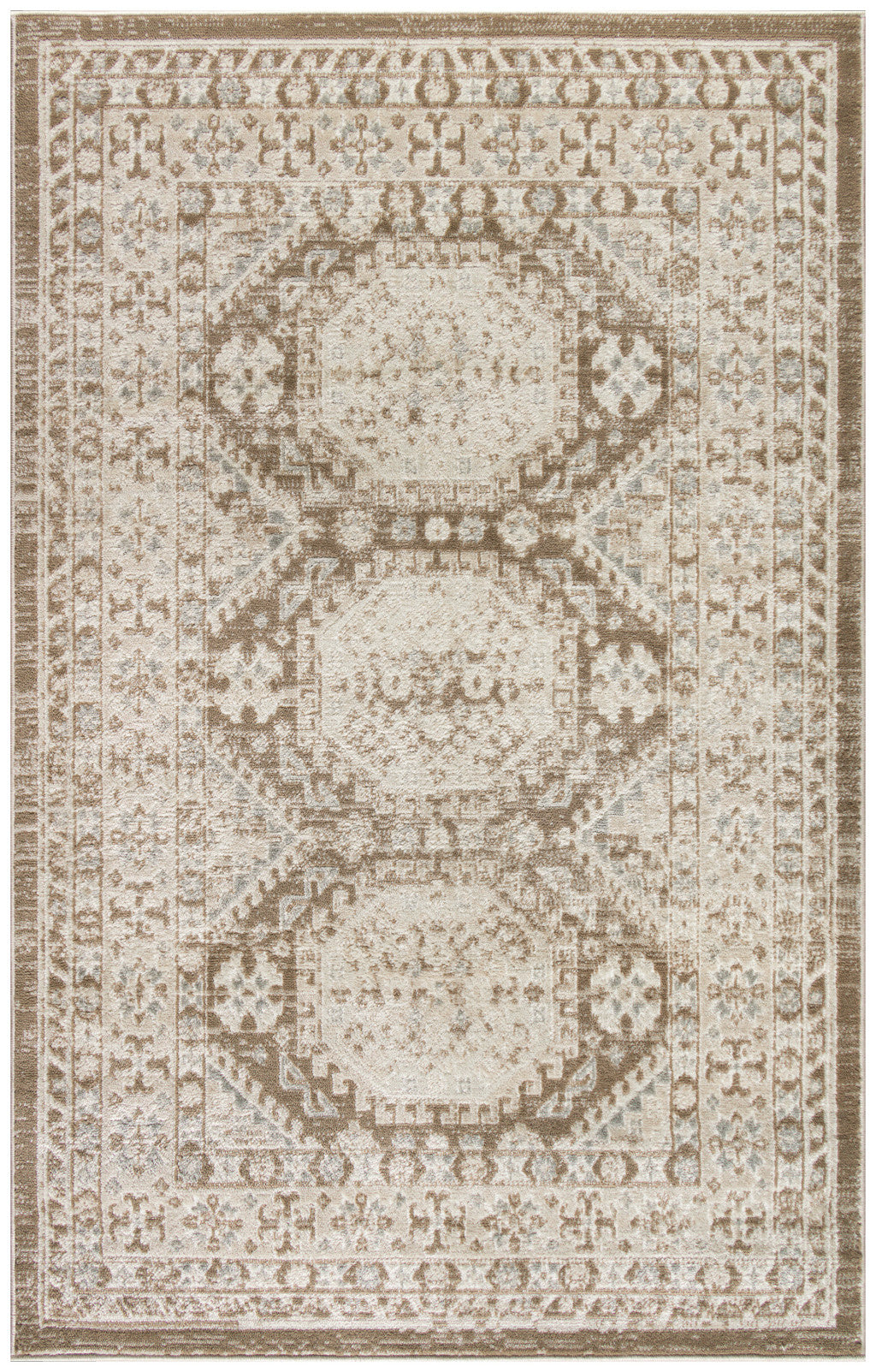 4' X 6' Brown Geometric Distressed Area Rug