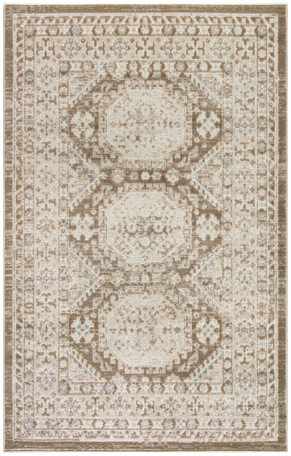 4' X 6' Brown Geometric Distressed Area Rug