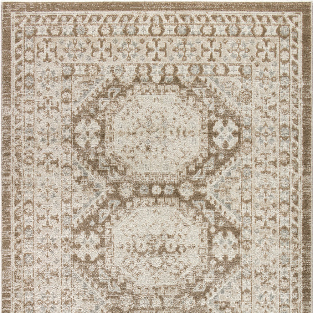 4' X 6' Brown Geometric Distressed Area Rug