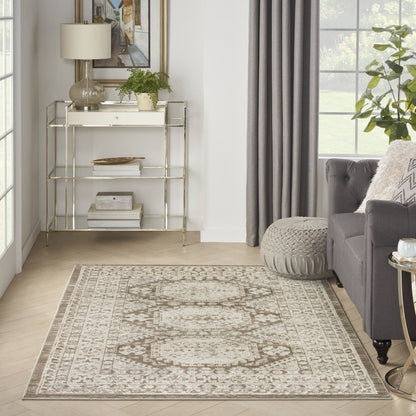 4' X 6' Brown Geometric Distressed Area Rug
