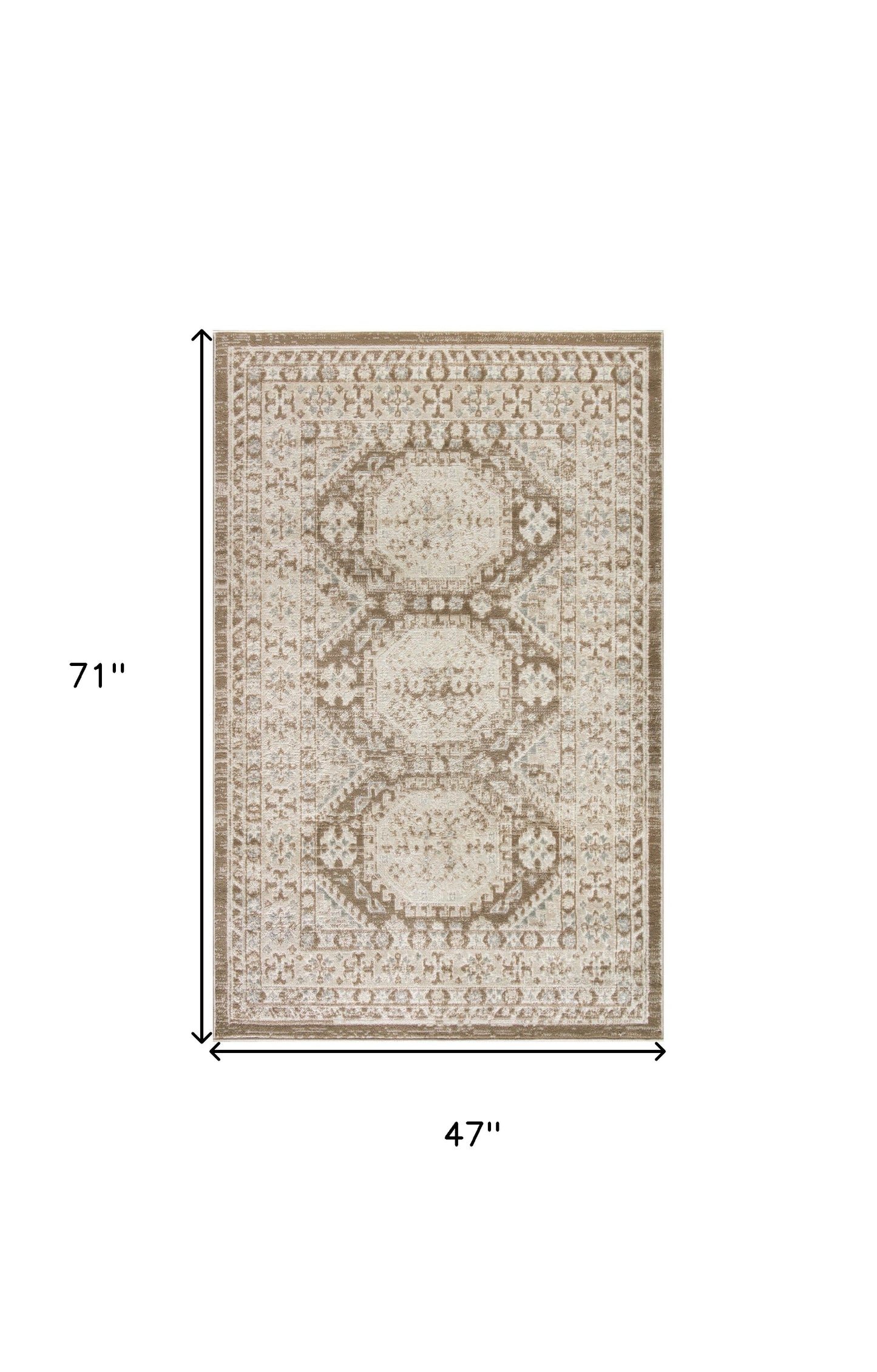 4' X 6' Brown Geometric Distressed Area Rug