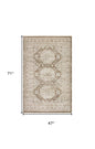 4' X 6' Brown Geometric Distressed Area Rug