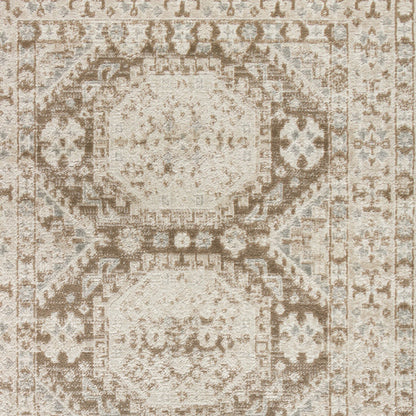 4' X 6' Brown Geometric Distressed Area Rug