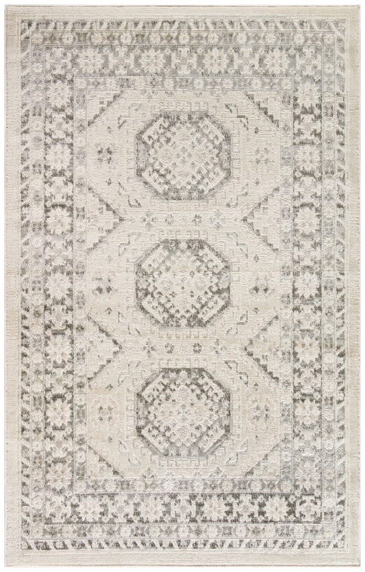 4' X 6' Gray Geometric Distressed Area Rug