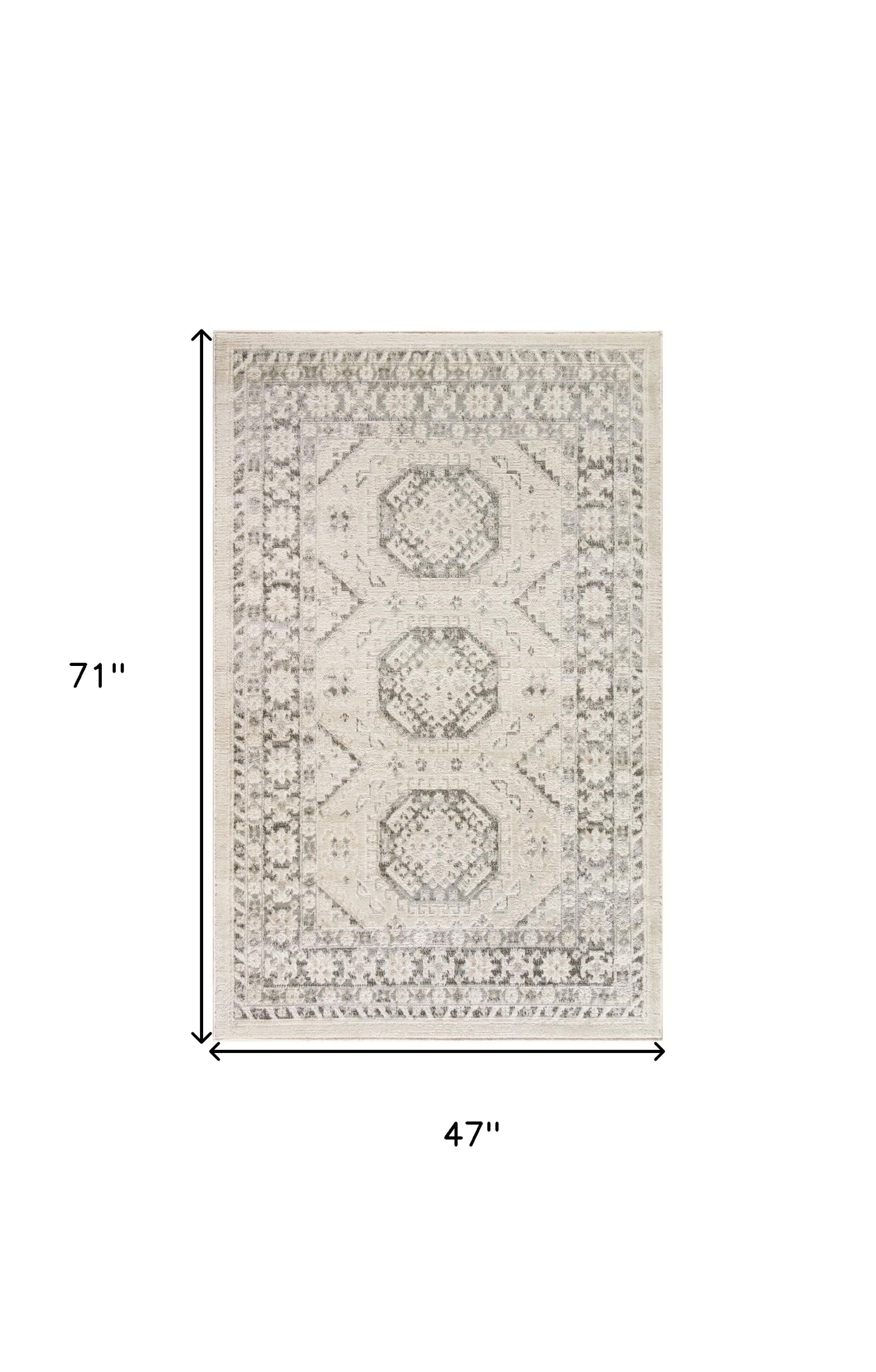 4' X 6' Gray Geometric Distressed Area Rug