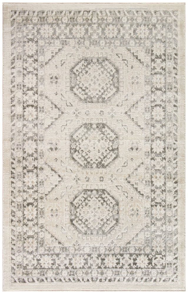 4' X 6' Gray Geometric Distressed Area Rug
