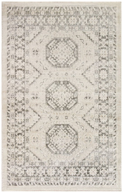 4' X 6' Gray Geometric Distressed Area Rug