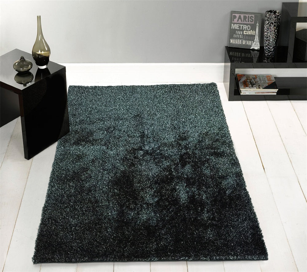 2' X 3' Black Shag Hand Tufted Area Rug