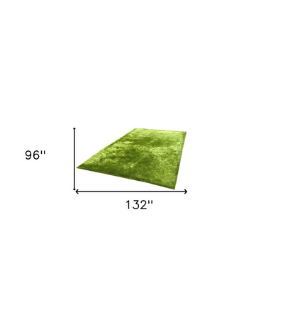 5' X 7' Lime Green Shag Hand Tufted Area Rug