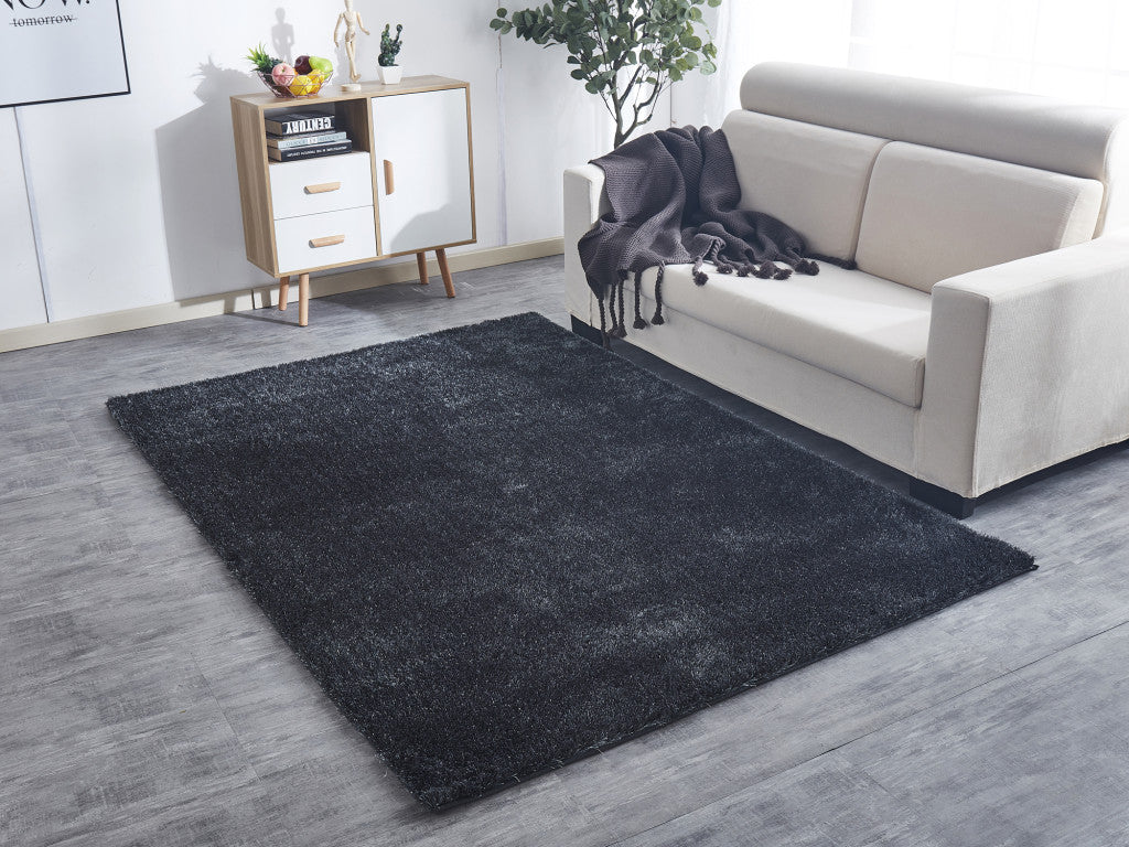 8' X 11' Charcoal Shag Hand Tufted Area Rug