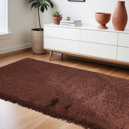 8' X 11' Brown Shag Hand Tufted Area Rug