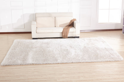 8' X 11' White Shag Hand Tufted Area Rug