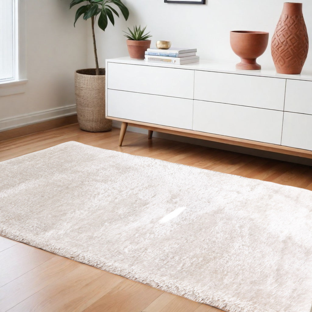 8' X 11' White Shag Hand Tufted Area Rug