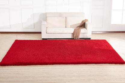 8' X 11' Red Shag Hand Tufted Area Rug