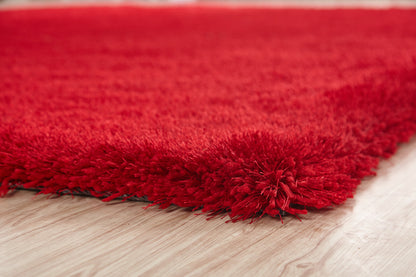 8' X 11' Red Shag Hand Tufted Area Rug