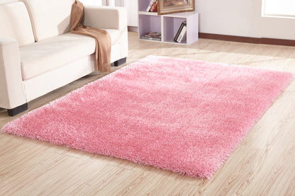 8' X 11' Pink Shag Hand Tufted Area Rug