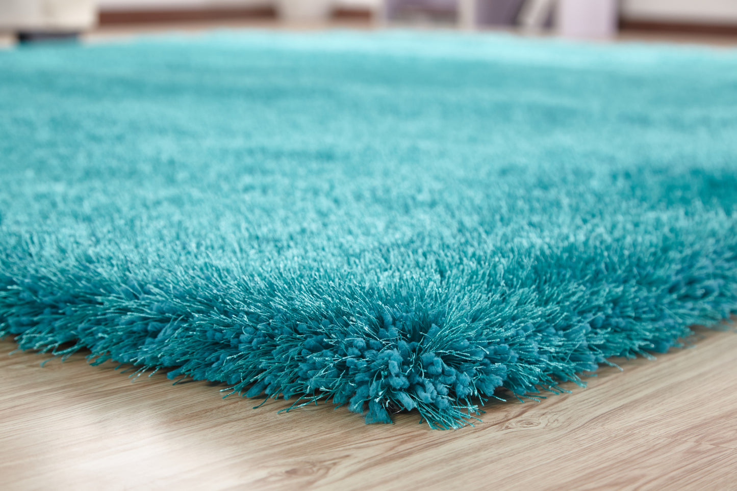 8' X 11' Turquoise Shag Hand Tufted Area Rug