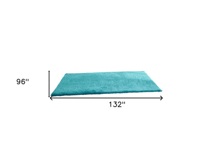 8' X 11' Turquoise Shag Hand Tufted Area Rug