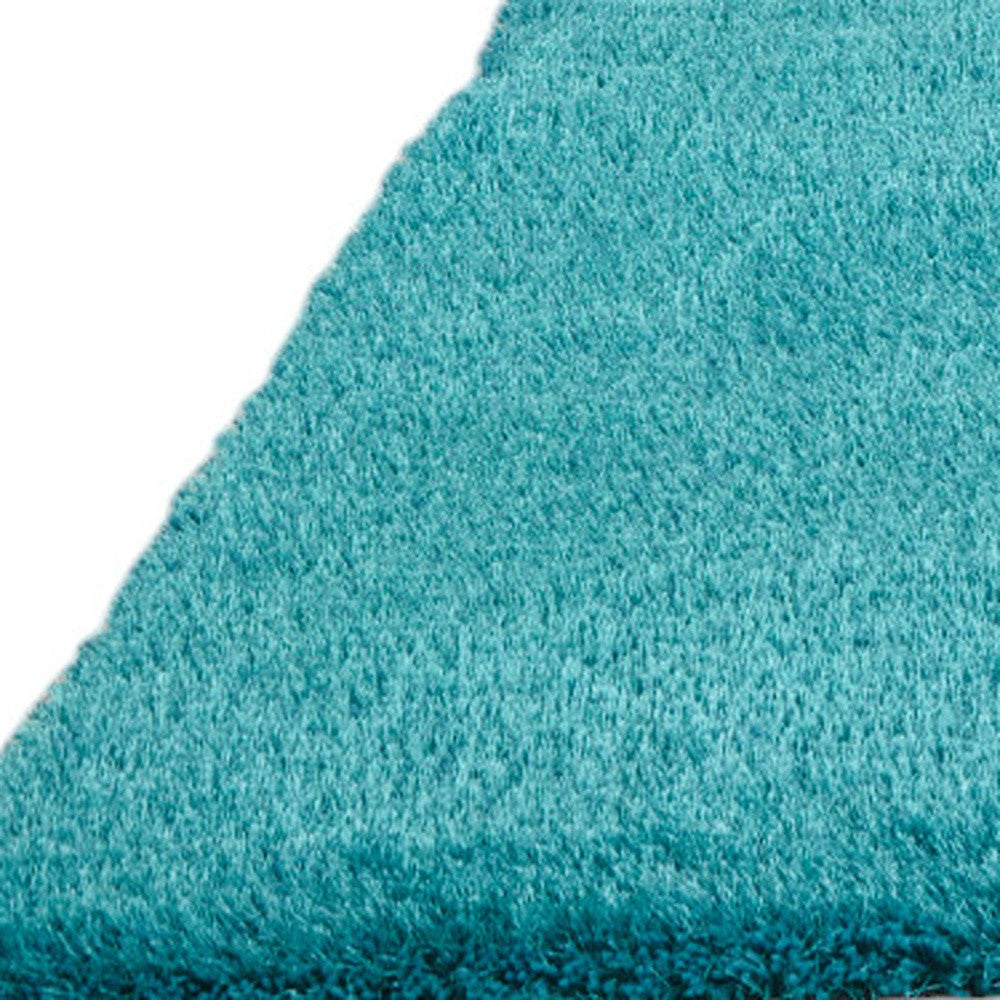 8' X 11' Turquoise Shag Hand Tufted Area Rug