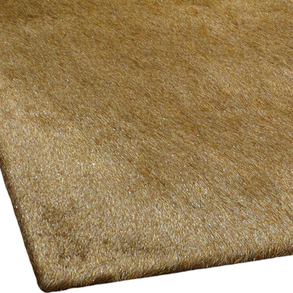 8' X 11' Gold Shag Hand Tufted Area Rug