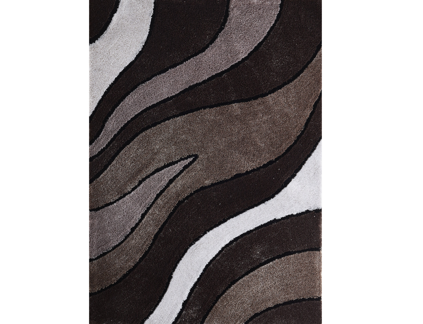 2' X 3' Brown and White Shag Hand Tufted Area Rug