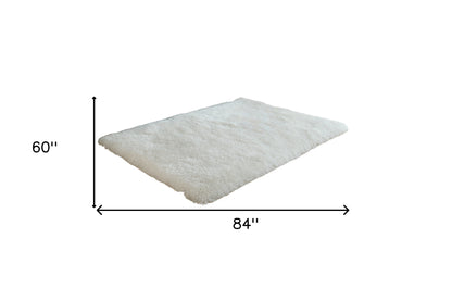 5' X 7' White Shag Hand Tufted Area Rug