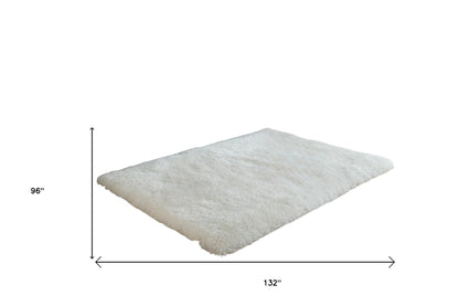 5' X 7' White Shag Hand Tufted Area Rug