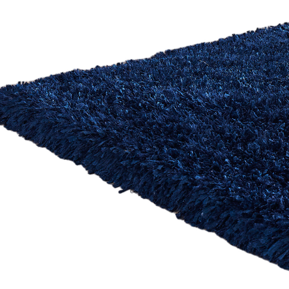 5' X 7' Navy Blue Shag Hand Tufted Area Rug