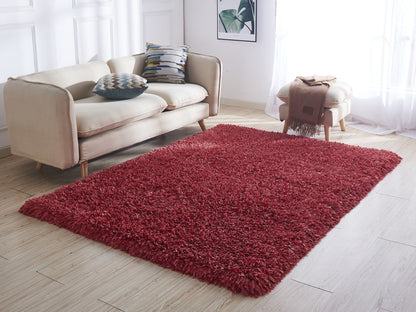 5' X 7' Red Shag Hand Tufted Area Rug