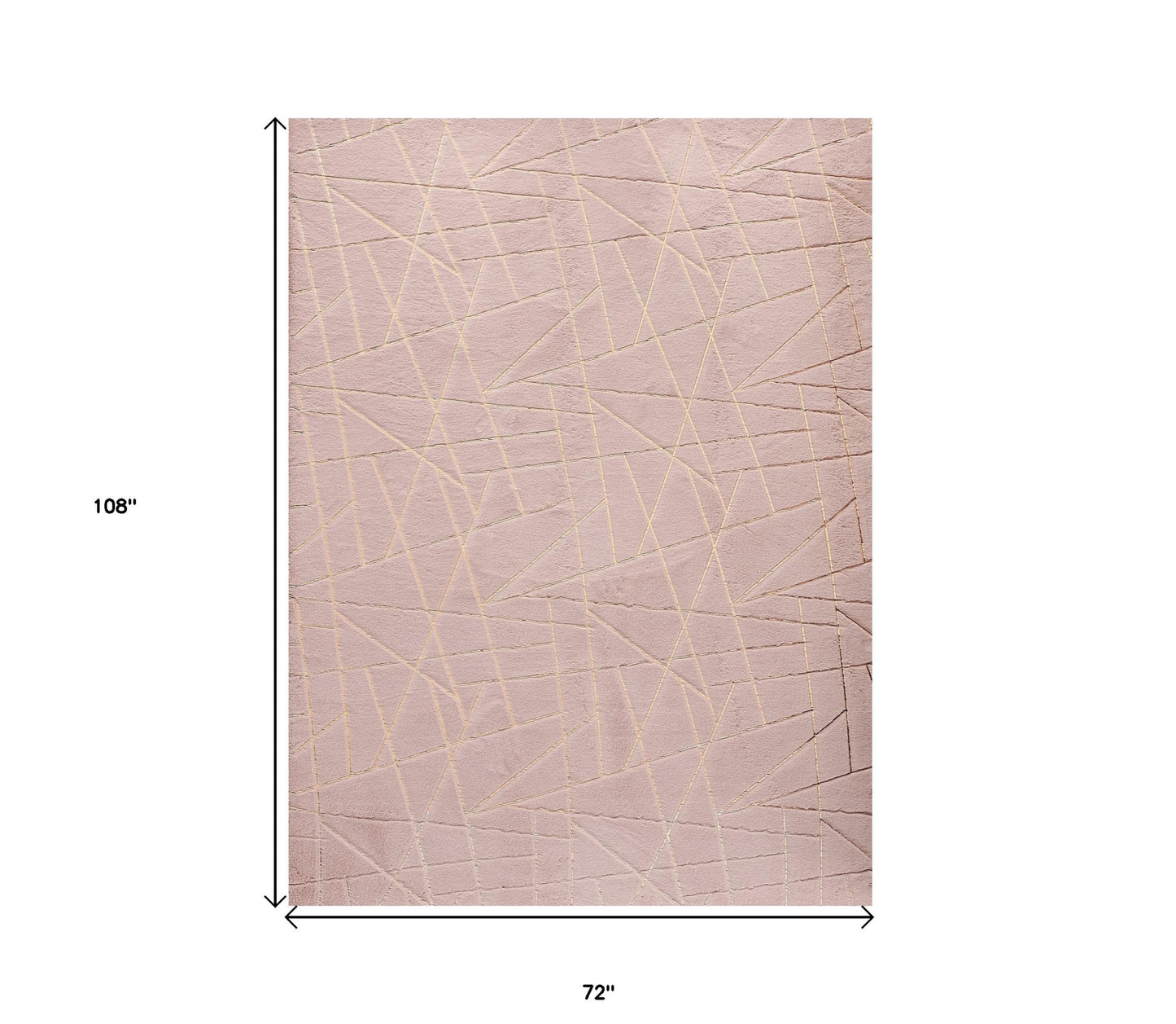 6' X 9' Pink and Gold Faux Fur Abstract Shag Non Skid Area Rug