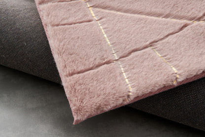 6' X 9' Pink and Gold Faux Fur Abstract Shag Non Skid Area Rug