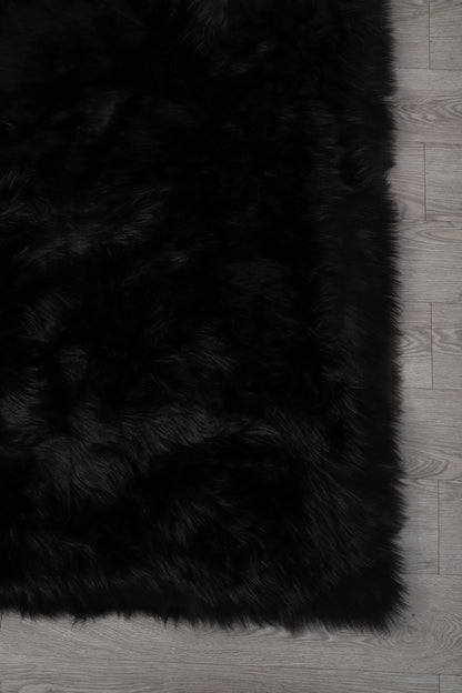 5' X 7' Charcoal Faux Sheepskin Shag Washable Area Rug