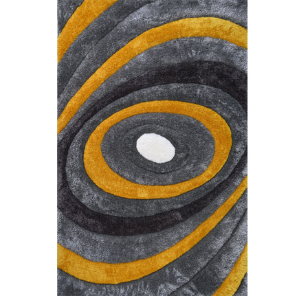 8' X 11' Gray and Yellow Shag Hand Tufted Area Rug