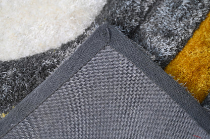 8' X 11' Gray and Yellow Shag Hand Tufted Area Rug