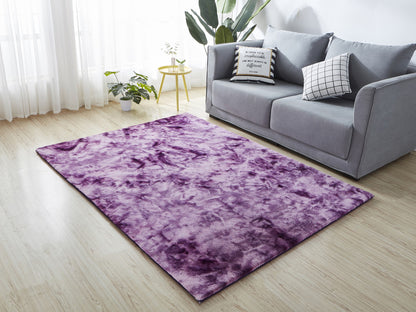 7' X 10' Purple and Ivory FauX Fur Shag Non Skid Area Rug