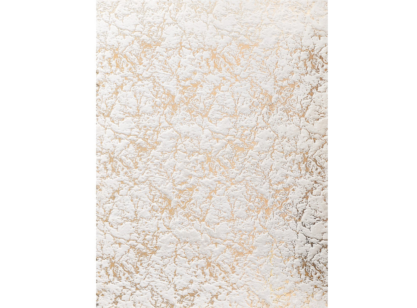 2' X 3' White and Gold Faux Fur Abstract Shag Non Skid Area Rug