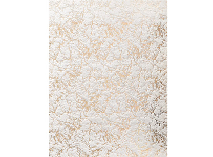 2' X 3' White and Gold Faux Fur Abstract Shag Non Skid Area Rug