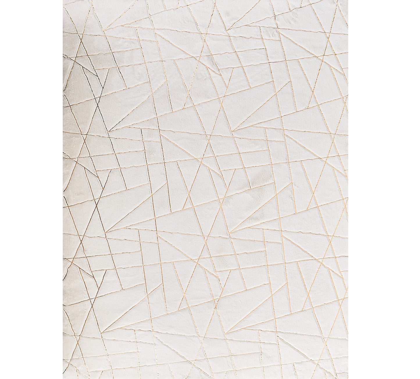 2' X 3' White and Gold Faux Fur Abstract Shag Non Skid Area Rug