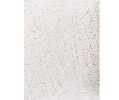 2' X 3' White and Gold Faux Fur Abstract Shag Non Skid Area Rug