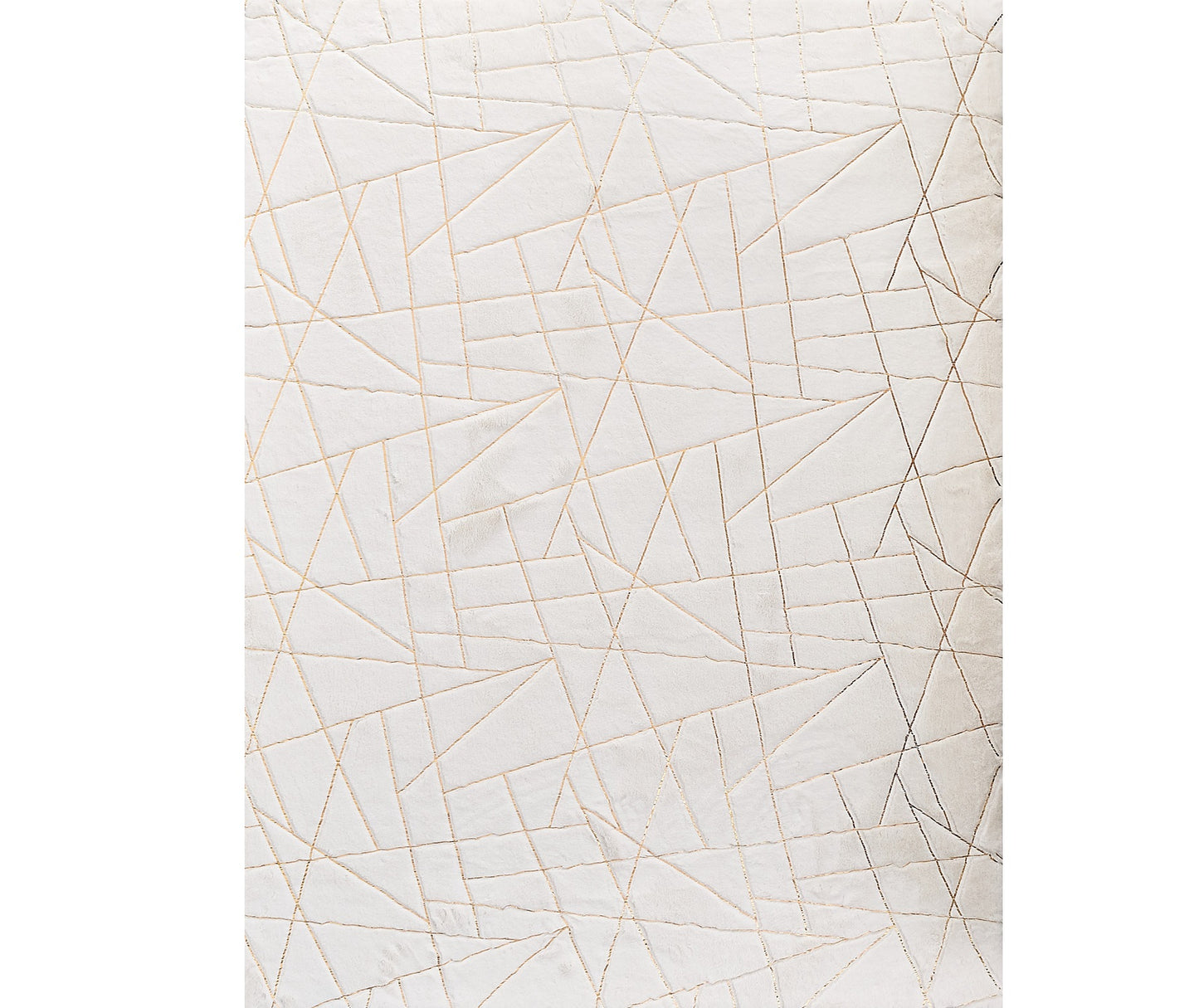 2' X 3' White and Gold Faux Fur Abstract Shag Non Skid Area Rug