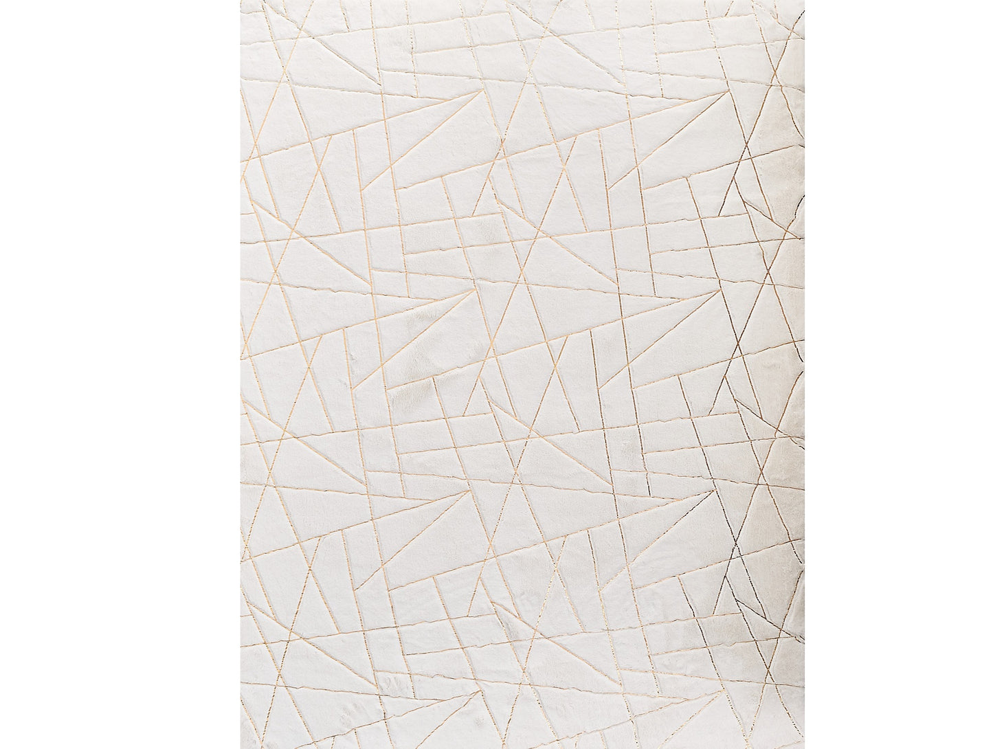 2' X 3' White and Gold Faux Fur Abstract Shag Non Skid Area Rug