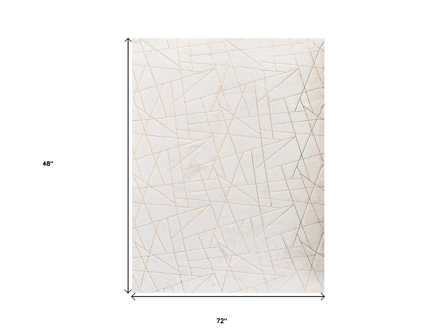 2' X 3' White and Gold Faux Fur Abstract Shag Non Skid Area Rug