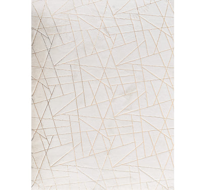 2' X 3' White and Gold Faux Fur Abstract Shag Non Skid Area Rug