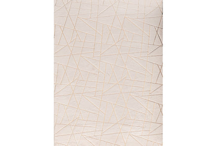 2' X 3' Beige and Gold Faux Fur Abstract Shag Non Skid Area Rug