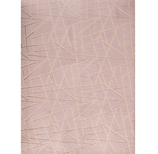 6' X 9' Pink and Gold Faux Fur Abstract Shag Non Skid Area Rug