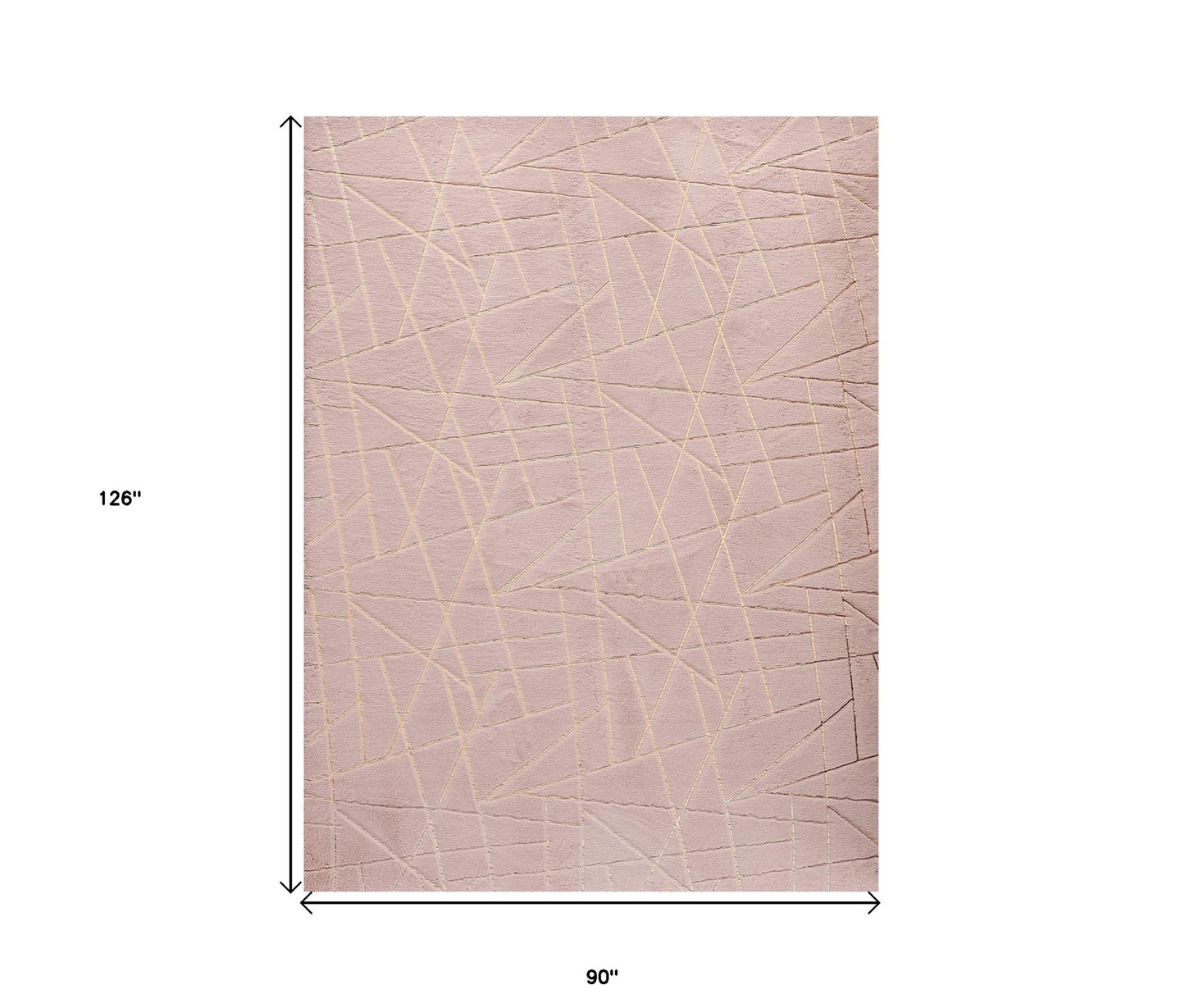 6' X 9' Pink and Gold Faux Fur Abstract Shag Non Skid Area Rug